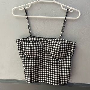 Plaid padded crop tank top